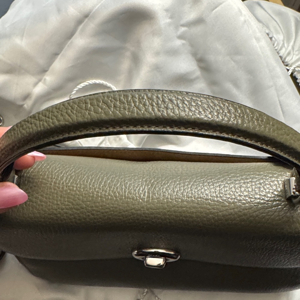 Coach MarkOlive Green Pebbled Leather Turnlock Top Handle Bag - Picture 11 of 12
